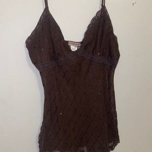 Meghan Noland Brown Sequin y2k Tank